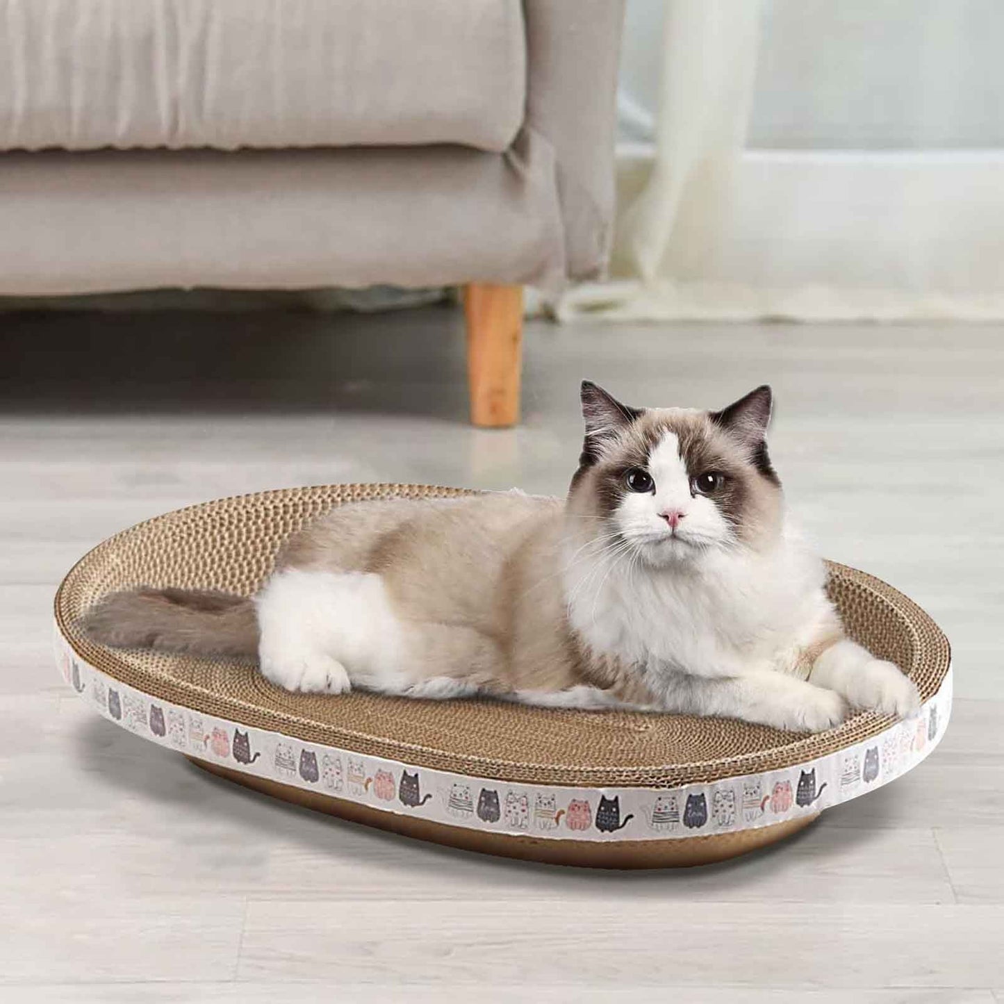 SRSTRAT Cat Scratching Pad with Lounge & Scratcher Corrugated Cardboard