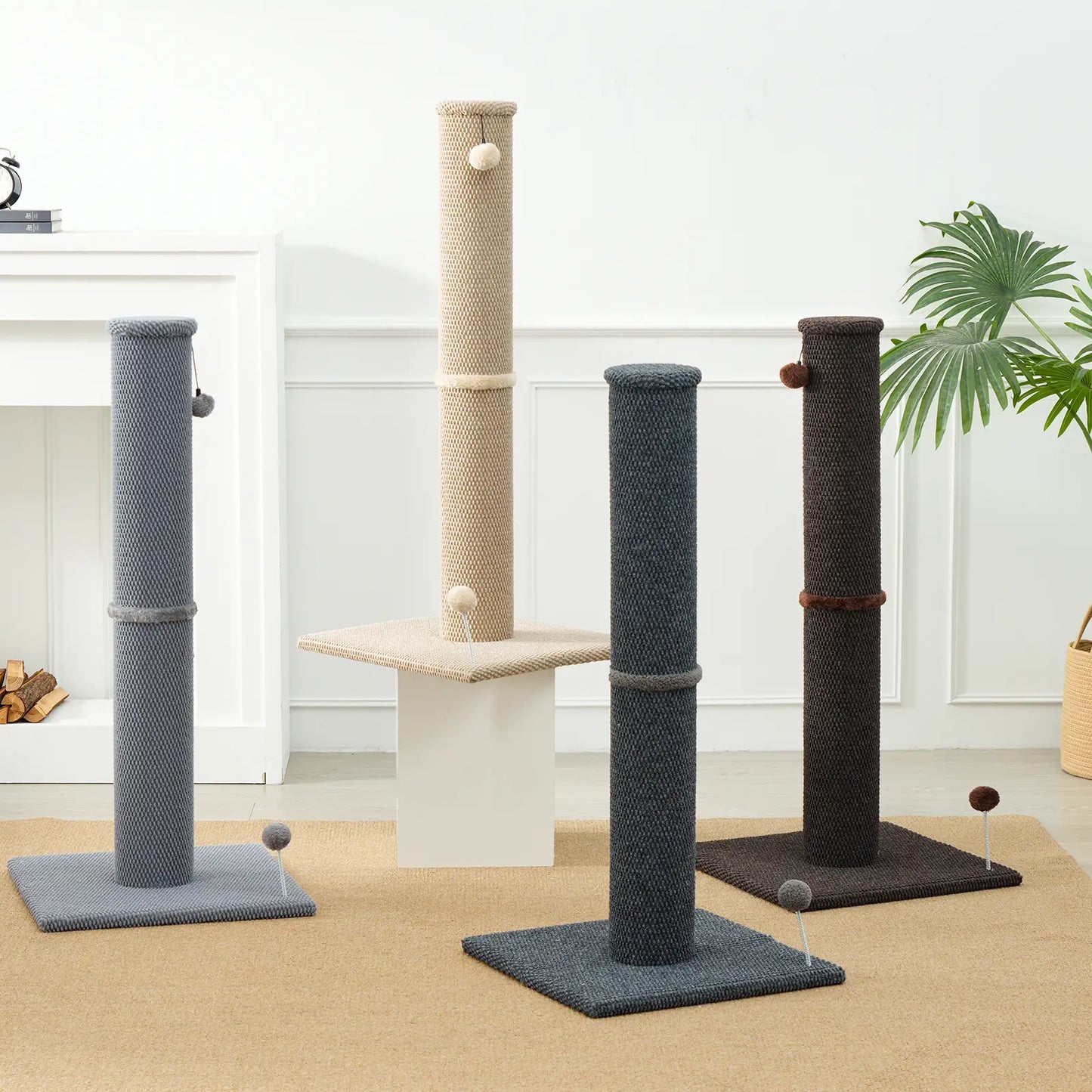 MADE 4 PETS Tall Cat Scratching Post for Indoor Cats Gray Large Scratching Post with Replaceable Toys & Sturdy Base 41-Inch High Space-Saving Design Imitation Sisal Solid Construction Vertical Scratcher #Summervibes #Petlovers