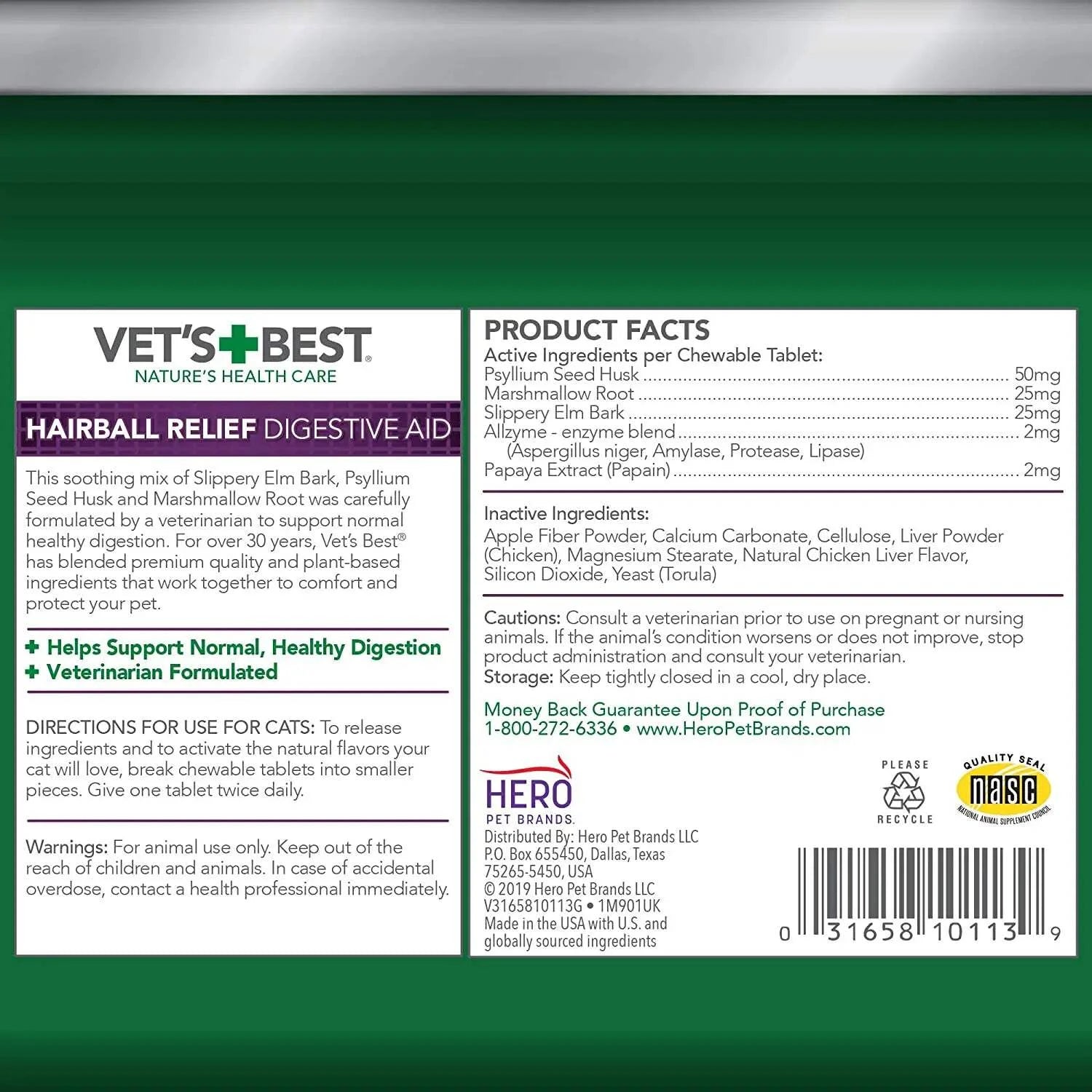 Cat Hairball Relief Digestive Aid - 60 Chewable Tablets