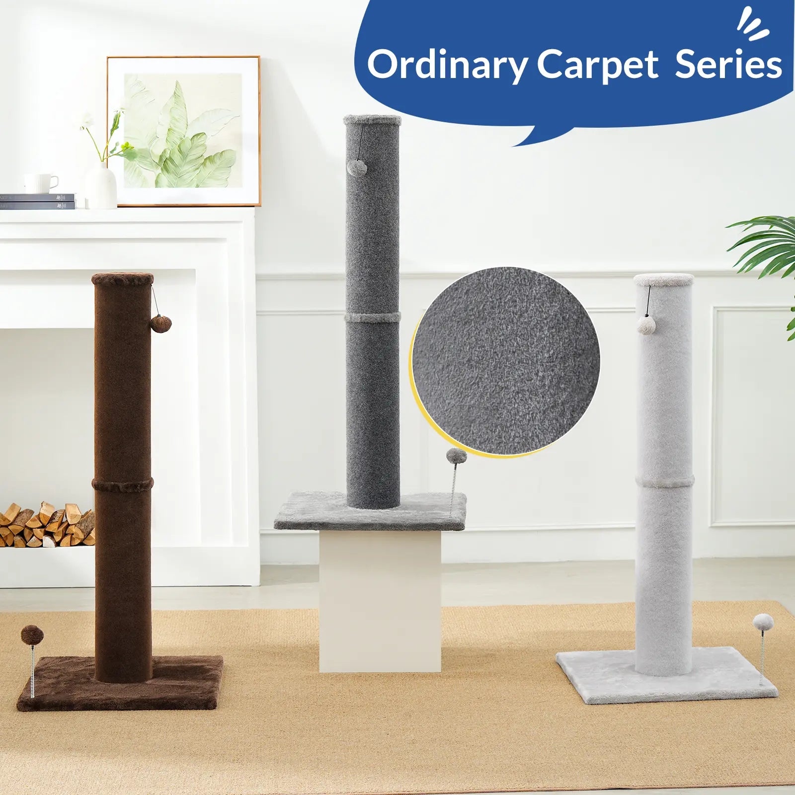 MADE 4 PETS Tall Cat Scratching Post for Indoor Cats Gray Large Scratching Post with Replaceable Toys & Sturdy Base 41-Inch High Space-Saving Design Imitation Sisal Solid Construction Vertical Scratcher #Summervibes #Petlovers