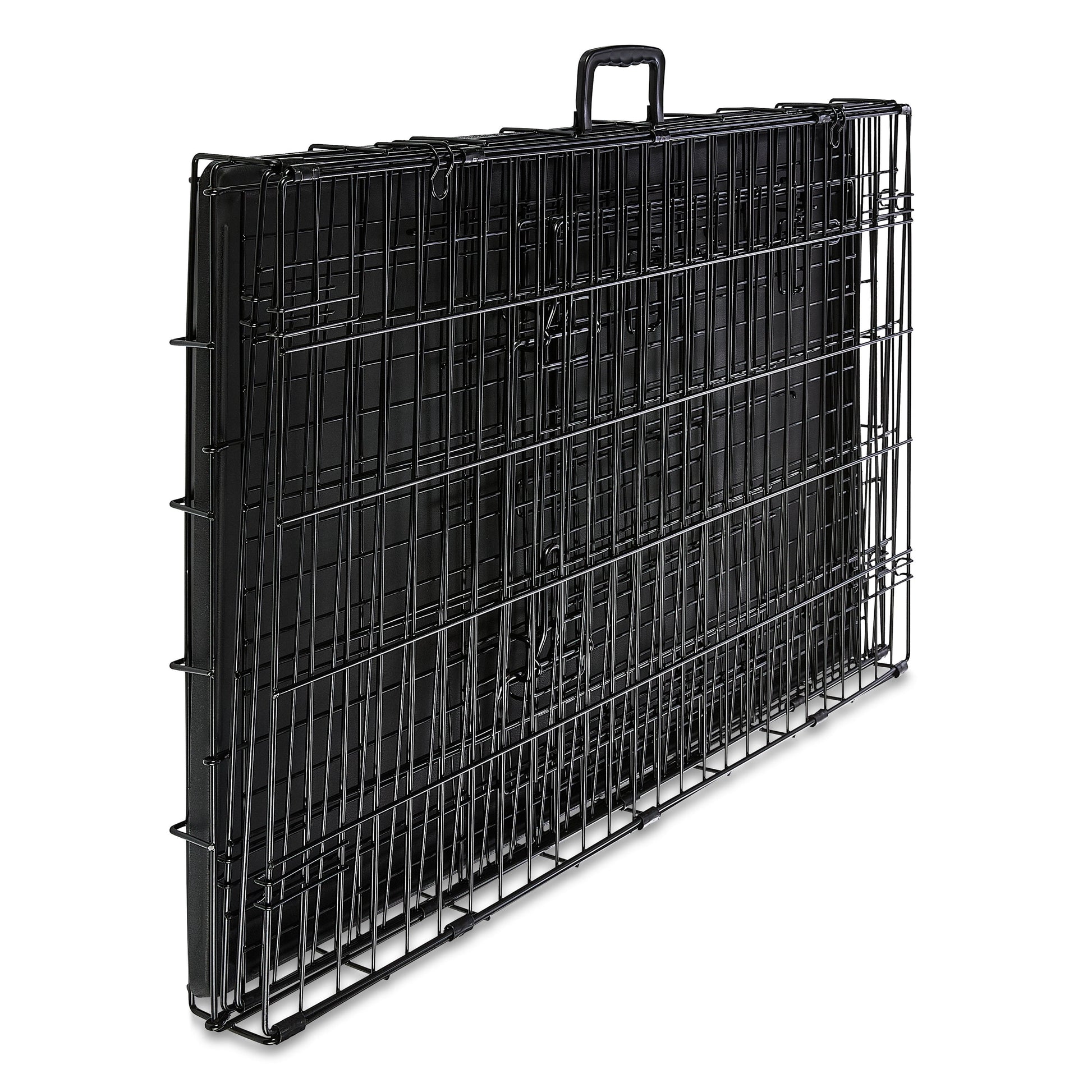 Wire Dog Crate, Double-Door, Divider and Leak-Proof Tray, Metal, Foldable, Durable, Black, 36"