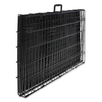Wire Dog Crate, Double-Door, Divider and Leak-Proof Tray, Metal, Foldable, Durable, Black, 36"