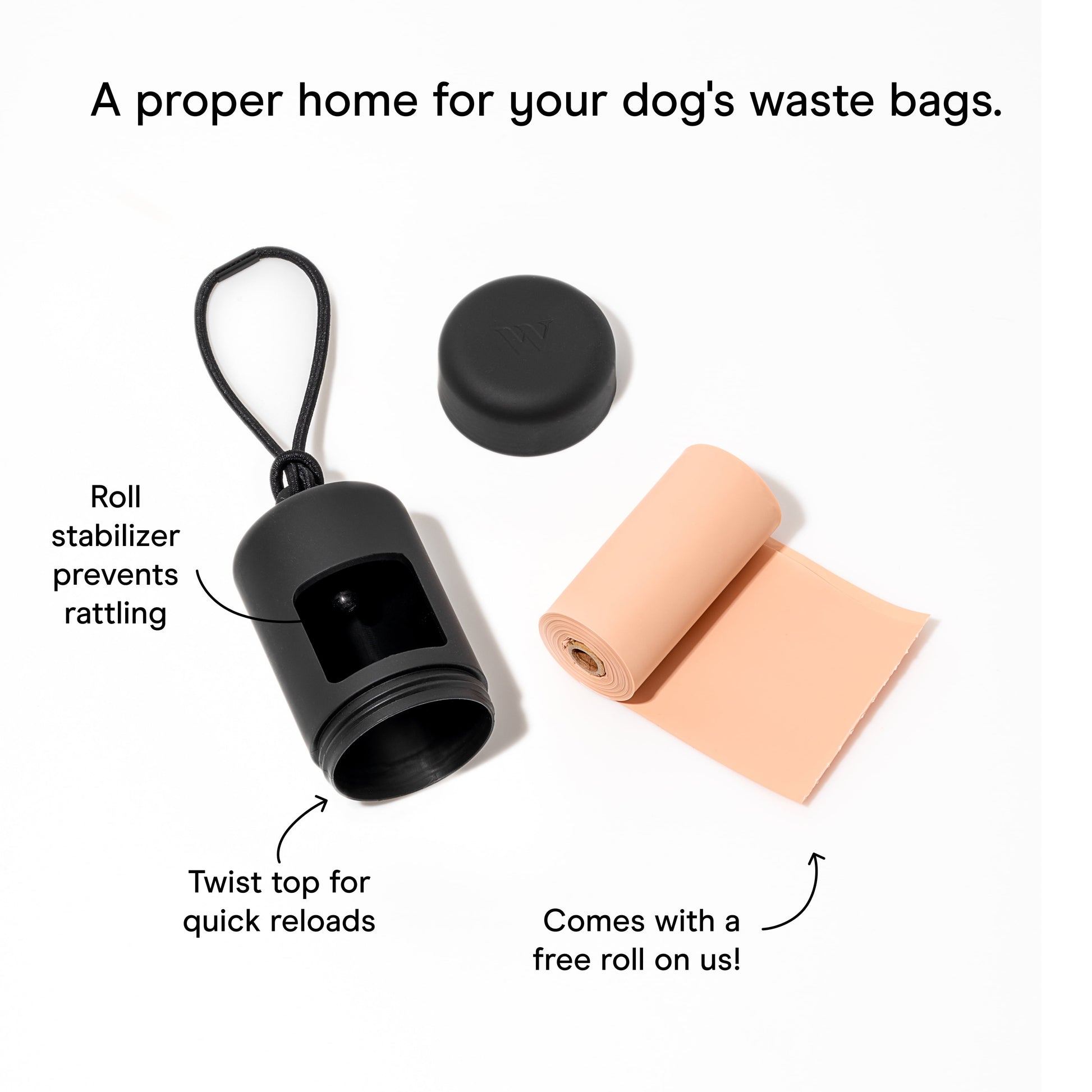 Dog Waste Poop Bag Carrier Dispenser, Black
