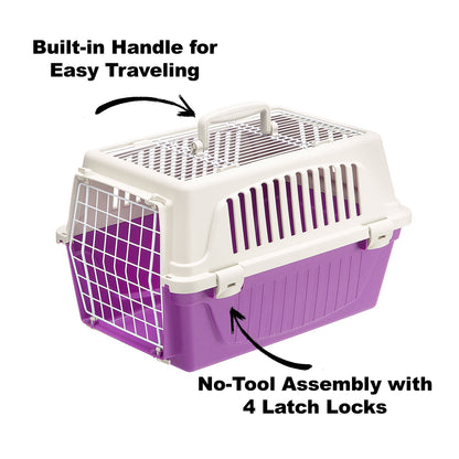 Furplast, 19-Inch ATLAS with Two Doors Top Load Access Plastic Cat or Small Pet Carrier, Purple