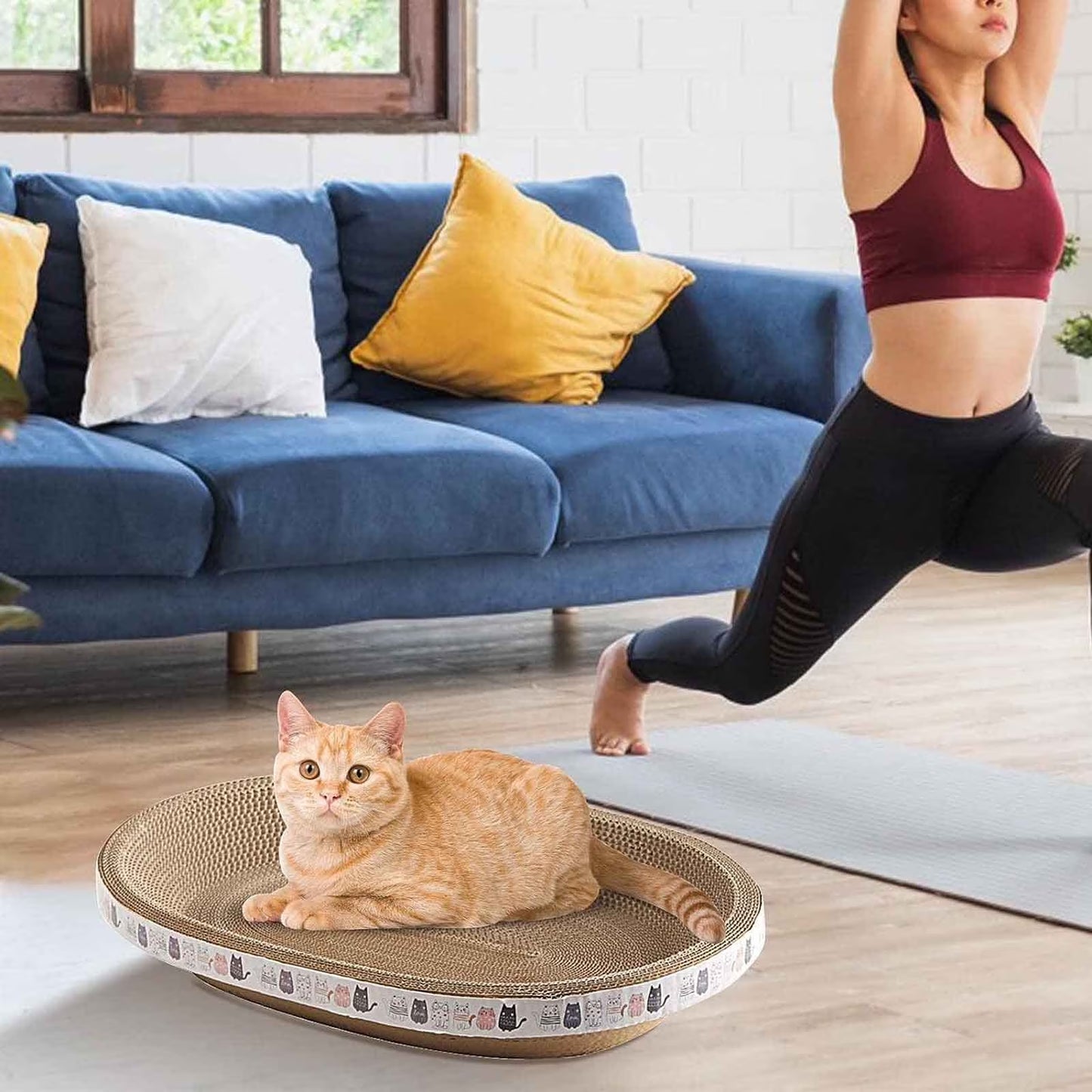 SRSTRAT Cat Scratching Pad with Lounge & Scratcher Corrugated Cardboard