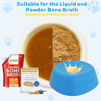 Yipetor Slow Feeder Dog Bowl with Built-In Rolling Ball for Liquid Treats - No Spill Bone Broth and Multi-Purpose Puppy Yogurt Feeder for All Breeds and Dietary Supplements