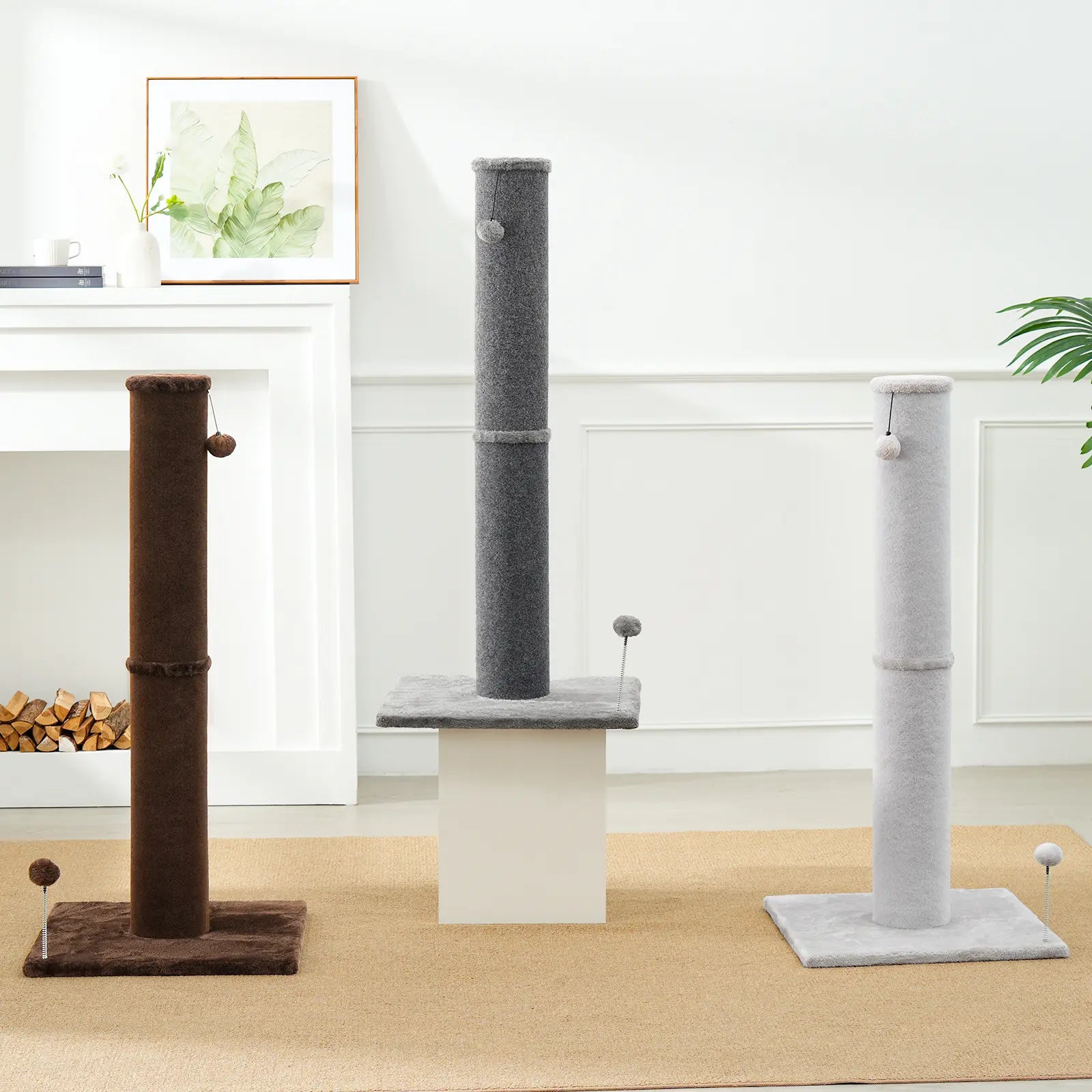 MADE 4 PETS Tall Cat Scratching Post for Indoor Cats Gray Large Scratching Post with Replaceable Toys & Sturdy Base 41-Inch High Space-Saving Design Imitation Sisal Solid Construction Vertical Scratcher #Summervibes #Petlovers
