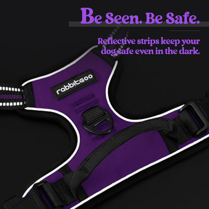 Dog Harness, No Pull Pet Harness with 2 Leash Clips, Adjustable Soft Padded Dog Vest, Reflective Outdoor Pet Oxford Vest with Easy Control Handle for Small Dogs, Purple