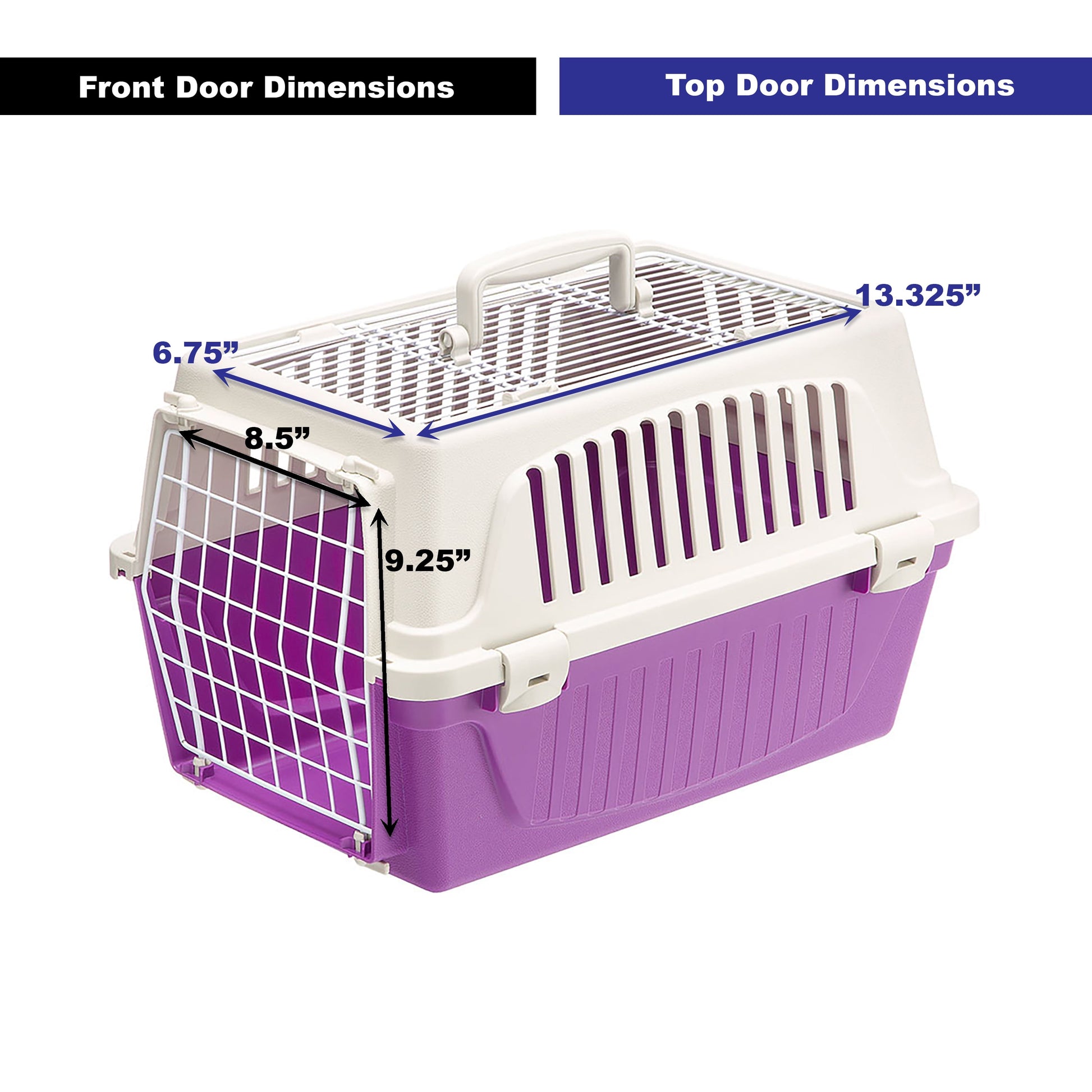 Furplast, 19-Inch ATLAS with Two Doors Top Load Access Plastic Cat or Small Pet Carrier, Purple