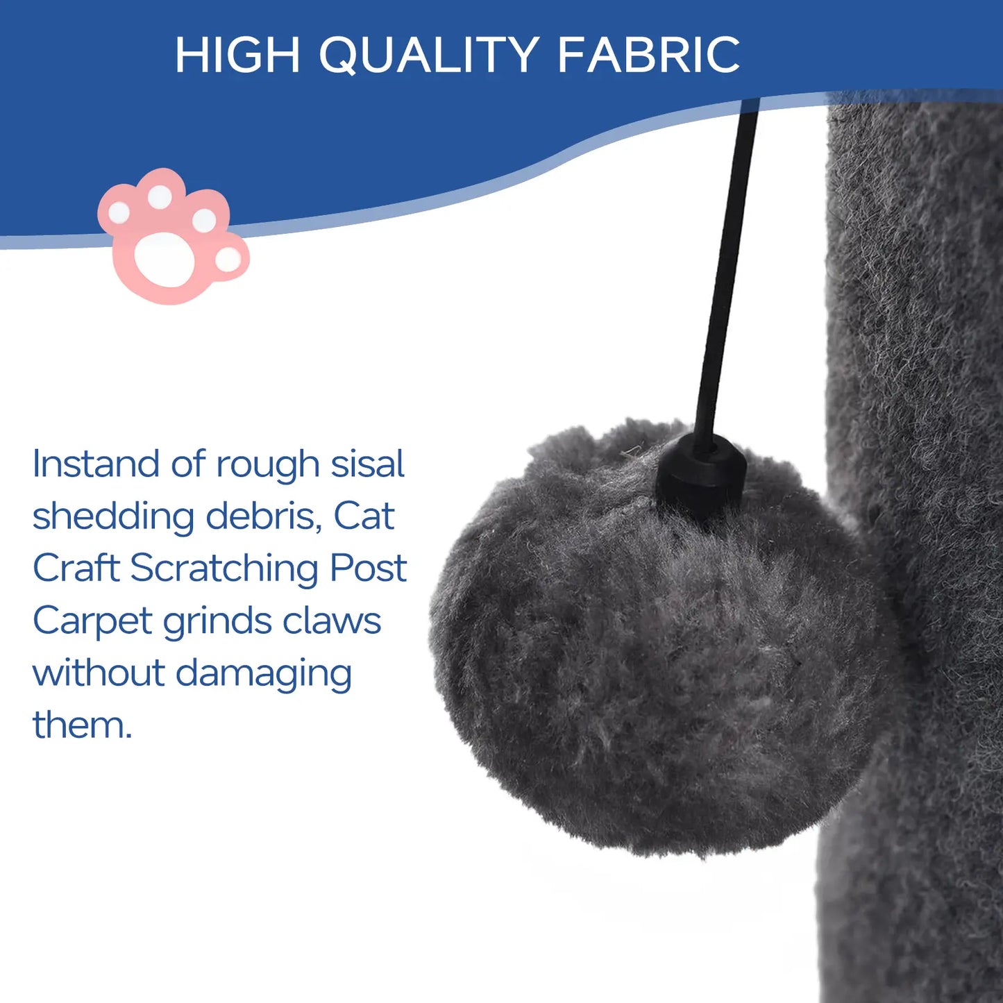 MADE 4 PETS Tall Cat Scratching Post for Indoor Cats Gray Large Scratching Post with Replaceable Toys & Sturdy Base 41-Inch High Space-Saving Design Imitation Sisal Solid Construction Vertical Scratcher #Summervibes #Petlovers