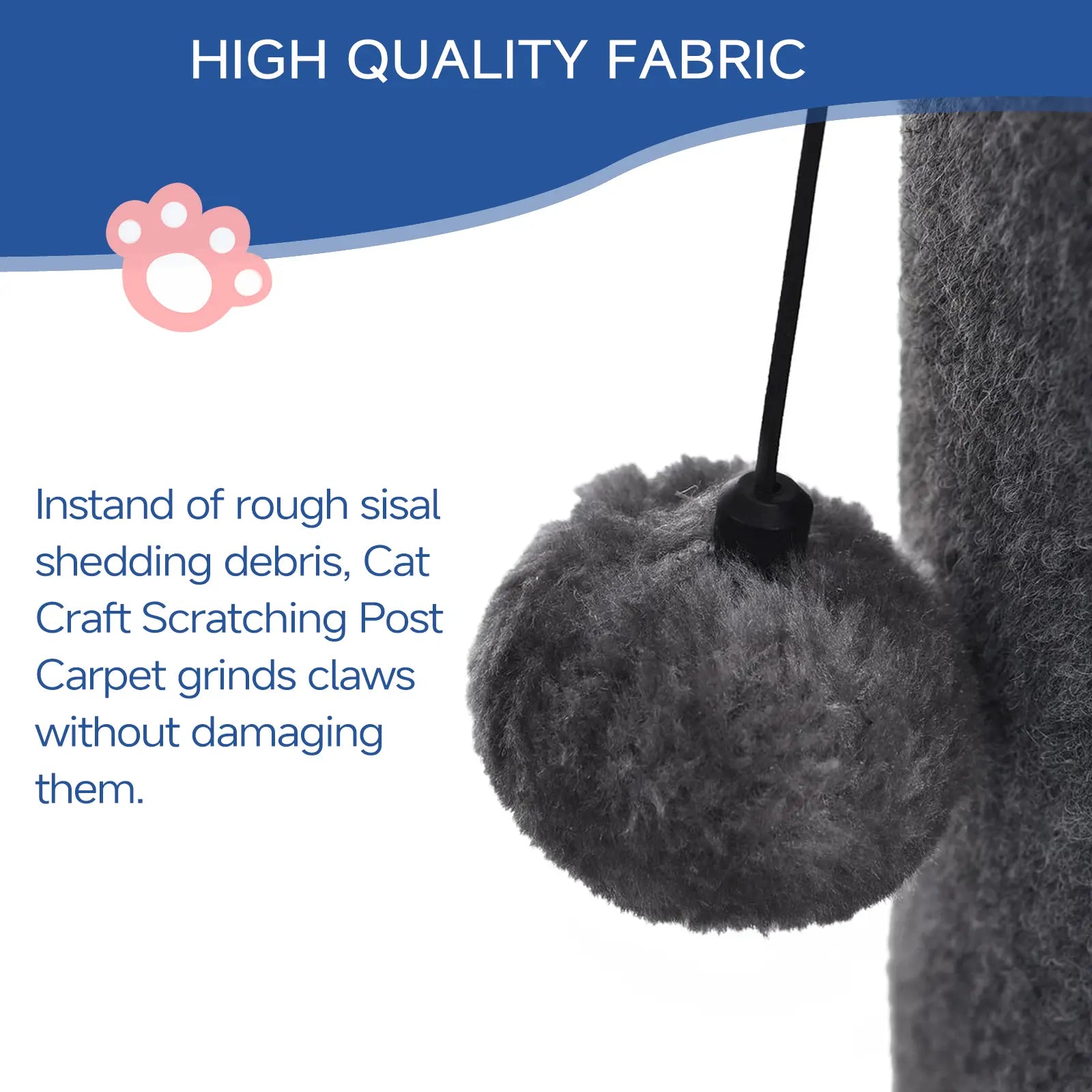 MADE 4 PETS Tall Cat Scratching Post for Indoor Cats Gray Large Scratching Post with Replaceable Toys & Sturdy Base 41-Inch High Space-Saving Design Imitation Sisal Solid Construction Vertical Scratcher #Summervibes #Petlovers