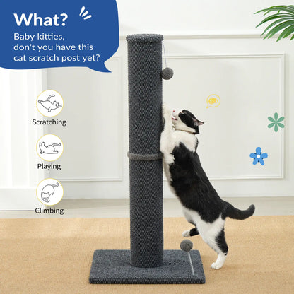 MADE 4 PETS Tall Cat Scratching Post for Indoor Cats Gray Large Scratching Post with Replaceable Toys & Sturdy Base 41-Inch High Space-Saving Design Imitation Sisal Solid Construction Vertical Scratcher #Summervibes #Petlovers