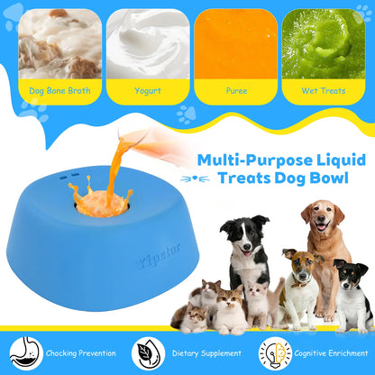 Yipetor Slow Feeder Dog Bowl with Built-In Rolling Ball for Liquid Treats - No Spill Bone Broth and Multi-Purpose Puppy Yogurt Feeder for All Breeds and Dietary Supplements