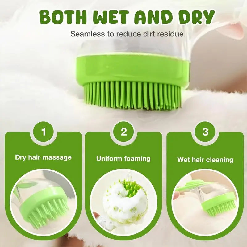 2 in 1 Pet Bath and Grooming Brush Is a Pet Toolwith Built in Shampoo Dispenser for Easy Bathing a Softmassage Tool for Long or Short Haired Dogs and Cats Idealfor Shower Grooming Supplies