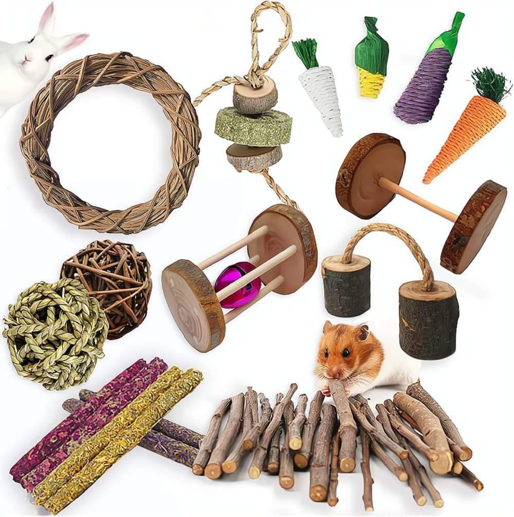 13Pcs Guinea Pigs Toys, Bunny Toys for Rabbits Indoor,For Pet Rabbits, Guinea Pigs, and Chinchillas