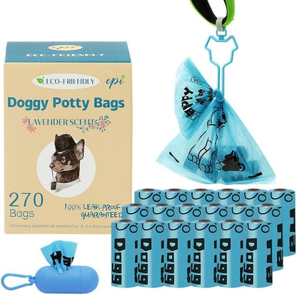 Scented Leak Proof Extra Thick Strong Easy Tear-Off Poop Bags for Dog, 270 Count, 18 Rolls, 9X13 Inches