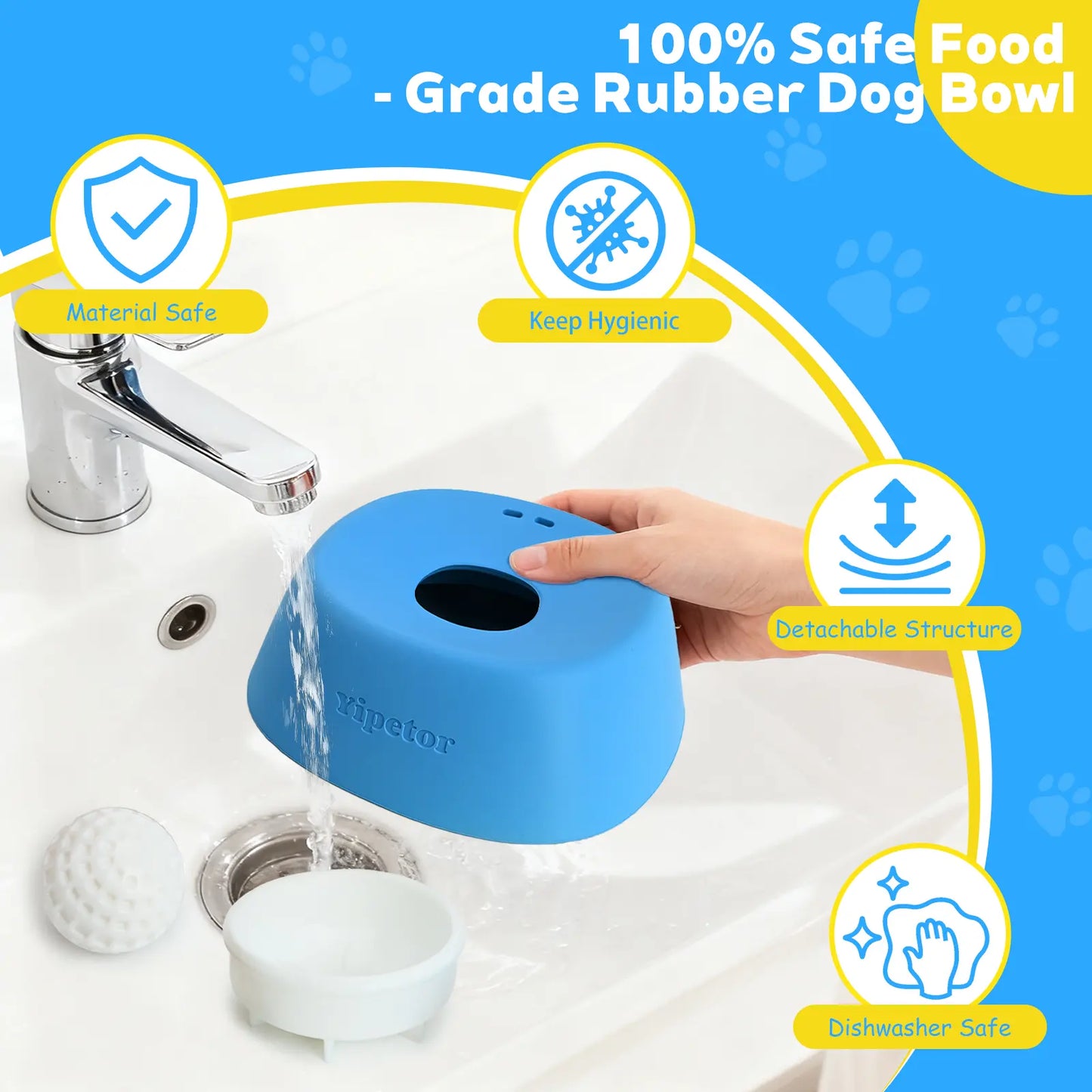 Yipetor Slow Feeder Dog Bowl with Built-In Rolling Ball for Liquid Treats - No Spill Bone Broth and Multi-Purpose Puppy Yogurt Feeder for All Breeds and Dietary Supplements