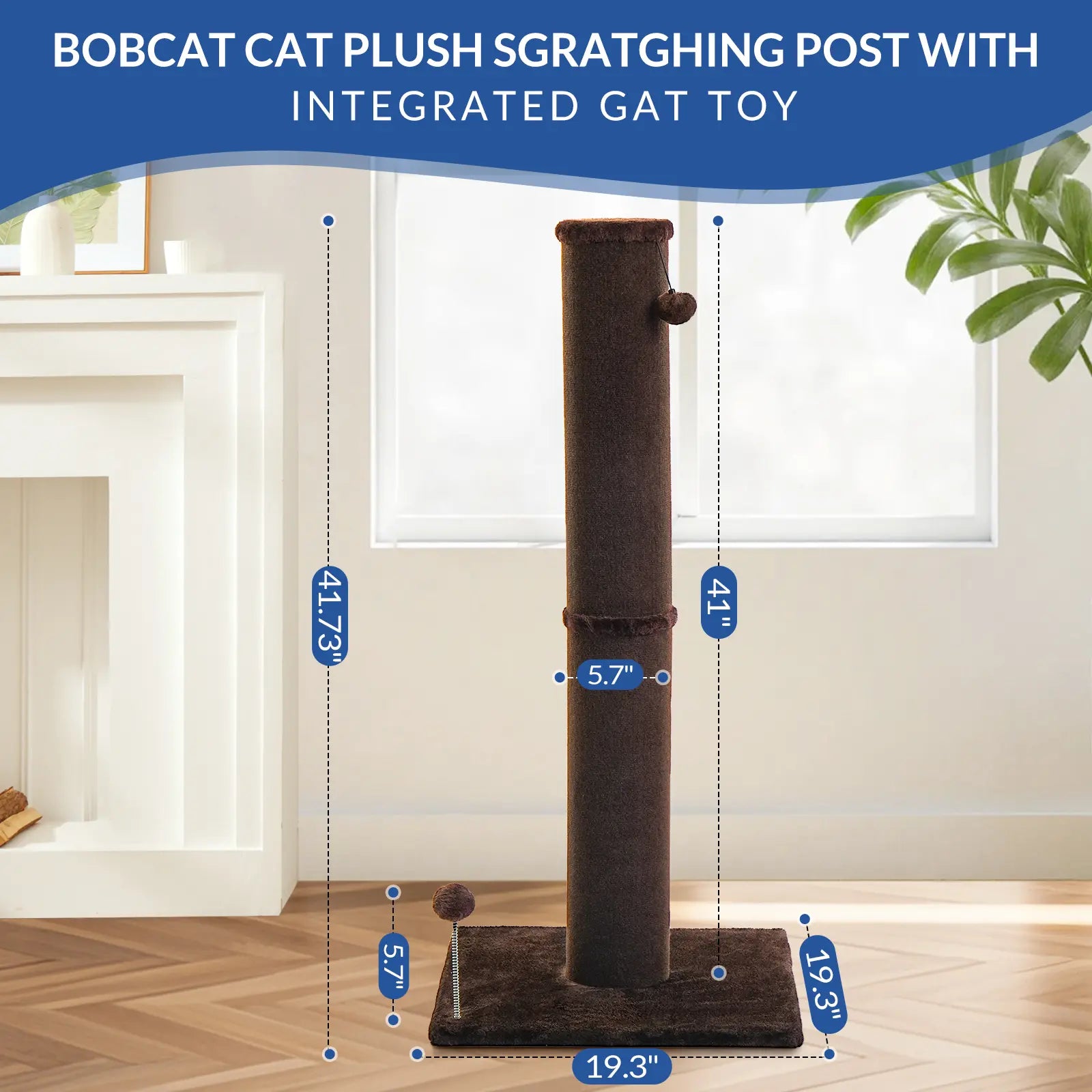 MADE 4 PETS Tall Cat Scratching Post for Indoor Cats Gray Large Scratching Post with Replaceable Toys & Sturdy Base 41-Inch High Space-Saving Design Imitation Sisal Solid Construction Vertical Scratcher #Summervibes #Petlovers