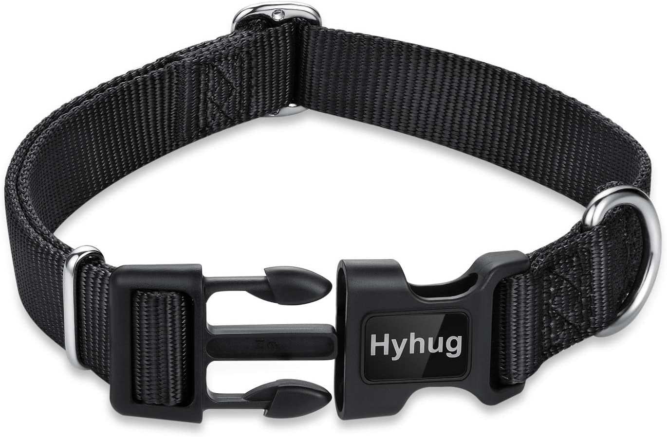 Medium Dog Collar, Black:Heavy-Duty Quick-Release Nylon Buckle, Adjustable & Durable, Cute Dog Collar (Medium, Black)
