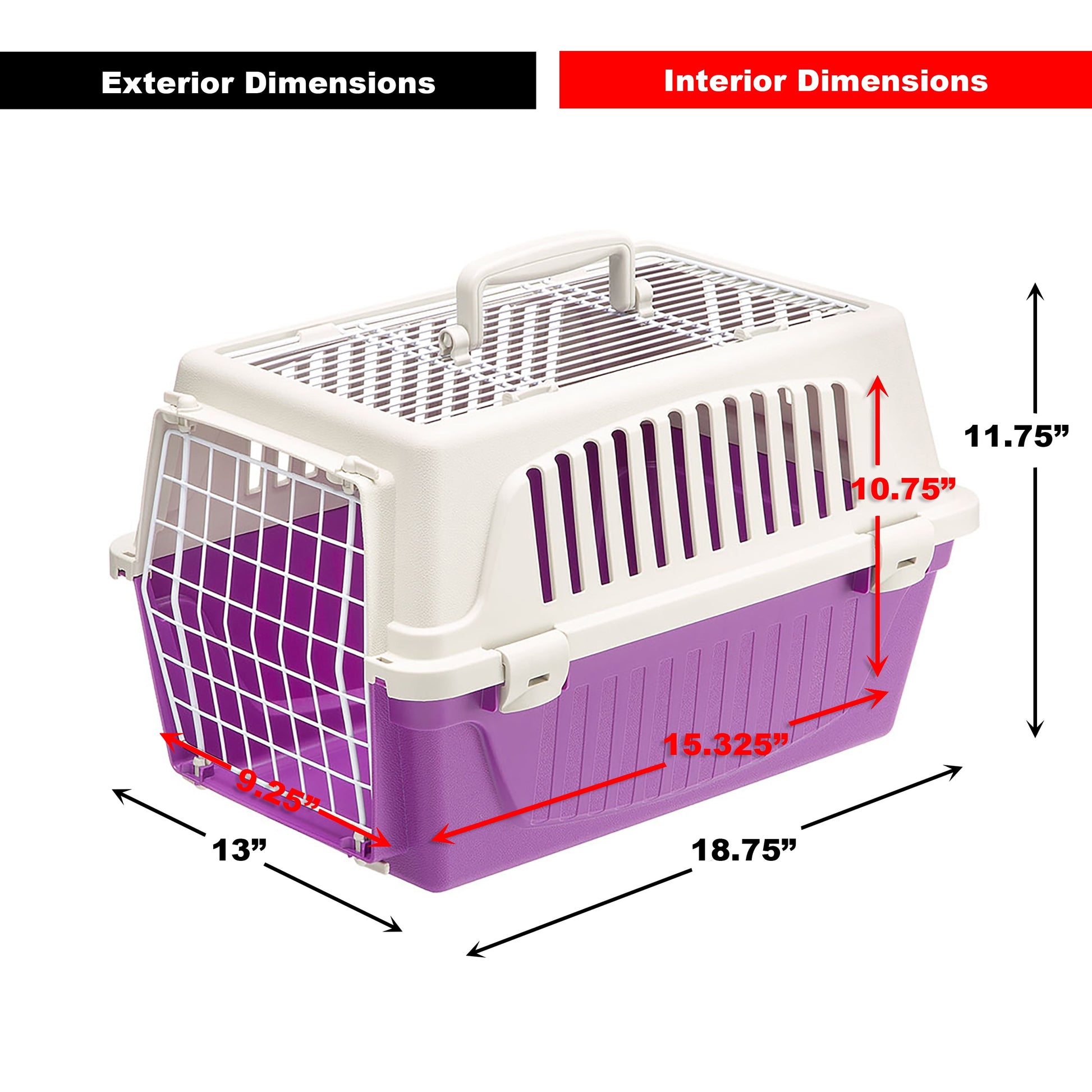 Furplast, 19-Inch ATLAS with Two Doors Top Load Access Plastic Cat or Small Pet Carrier, Purple