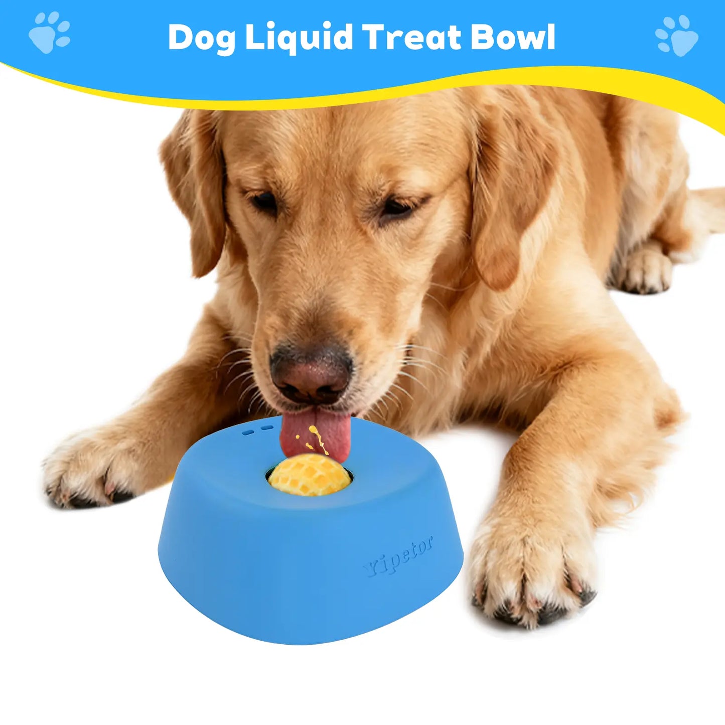 Yipetor Slow Feeder Dog Bowl with Built-In Rolling Ball for Liquid Treats - No Spill Bone Broth and Multi-Purpose Puppy Yogurt Feeder for All Breeds and Dietary Supplements