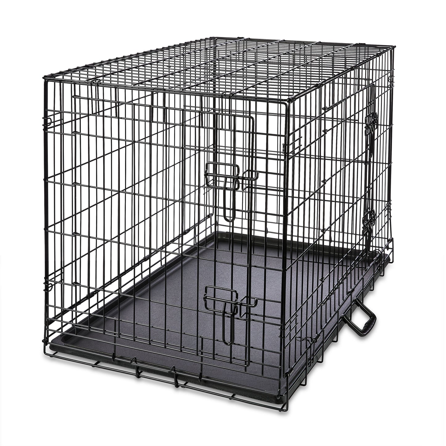 Wire Dog Crate, Double-Door, Divider and Leak-Proof Tray, Metal, Foldable, Durable, Black, 36"