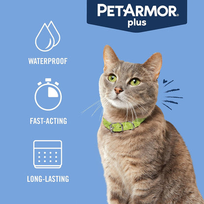 plus Flea and Tick Prevention for Cats, Cat Flea and Tick Treatment, 3 Doses, Waterproof Topical, Fast Acting, Cats over 1.5 Lbs