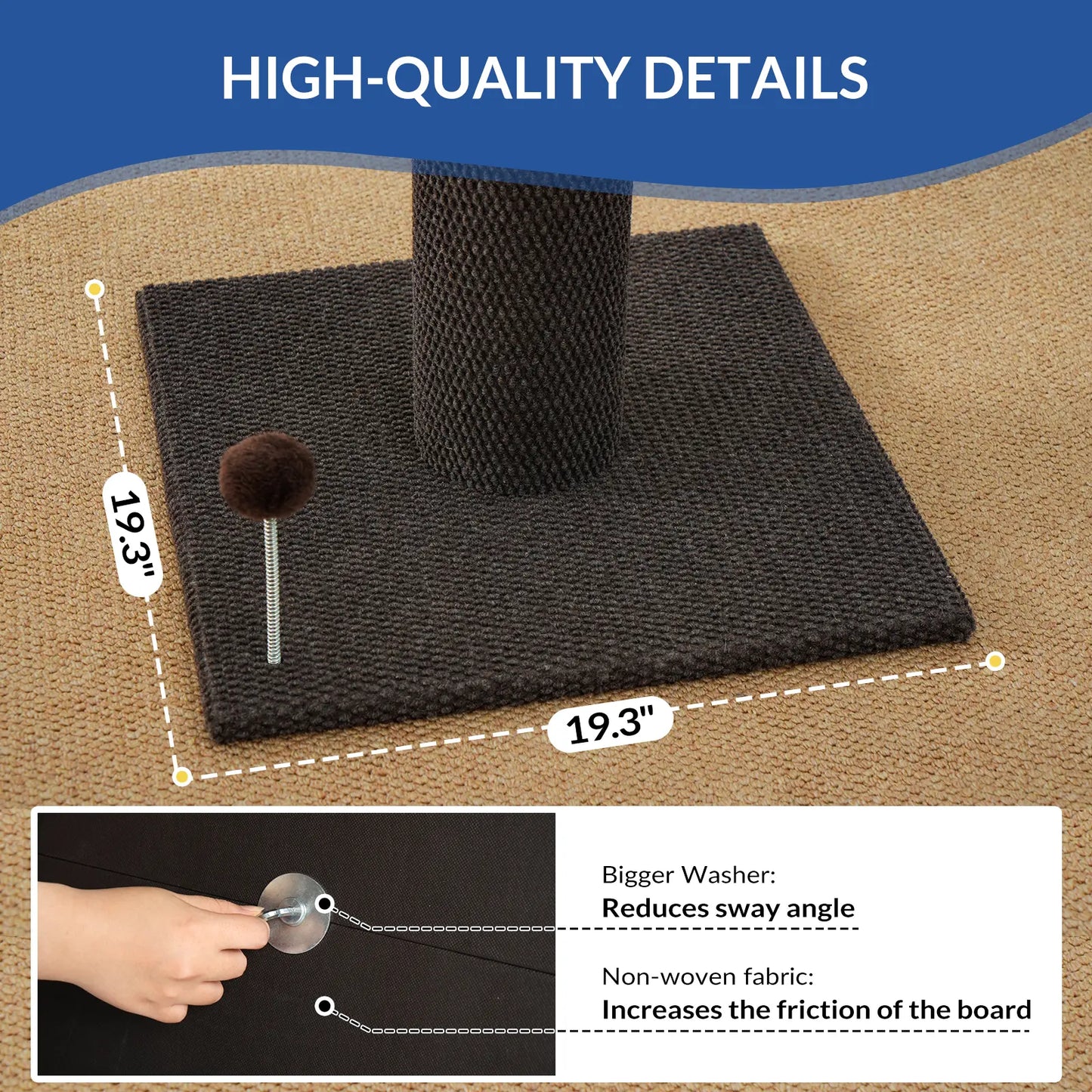 MADE 4 PETS Tall Cat Scratching Post for Indoor Cats Gray Large Scratching Post with Replaceable Toys & Sturdy Base 41-Inch High Space-Saving Design Imitation Sisal Solid Construction Vertical Scratcher #Summervibes #Petlovers
