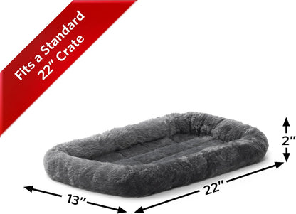 Midwest Homes for Pets XS Dog Bed – Gray Faux Fur Bolster, Ultra-Soft and Machine Washable, Fits 22-Inch Crates and Carriers, for Small Dogs and Cats