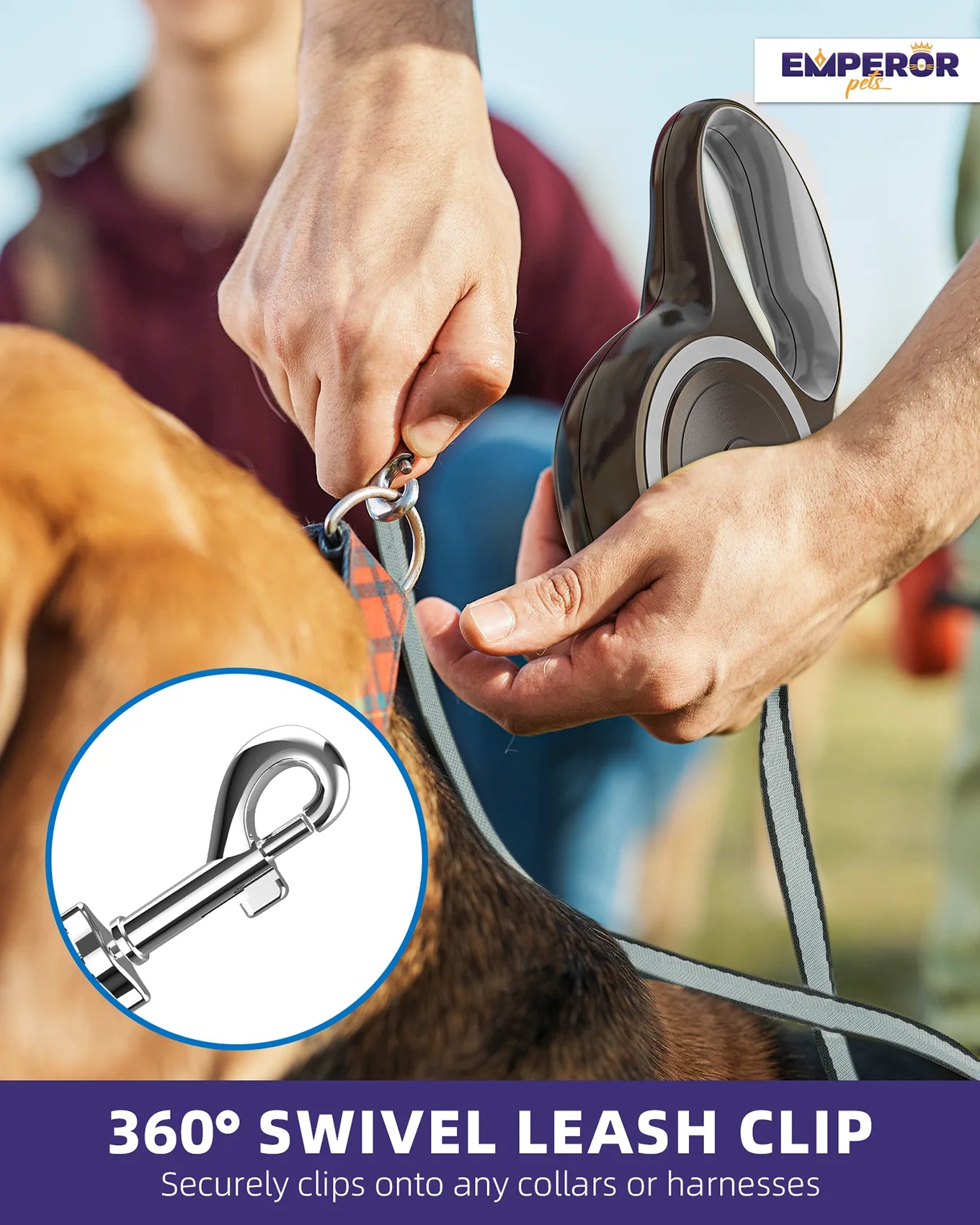 16 Ft Heavy-Duty Retractable Dog Leash for Large Dogs up to 110 lbs - Gray