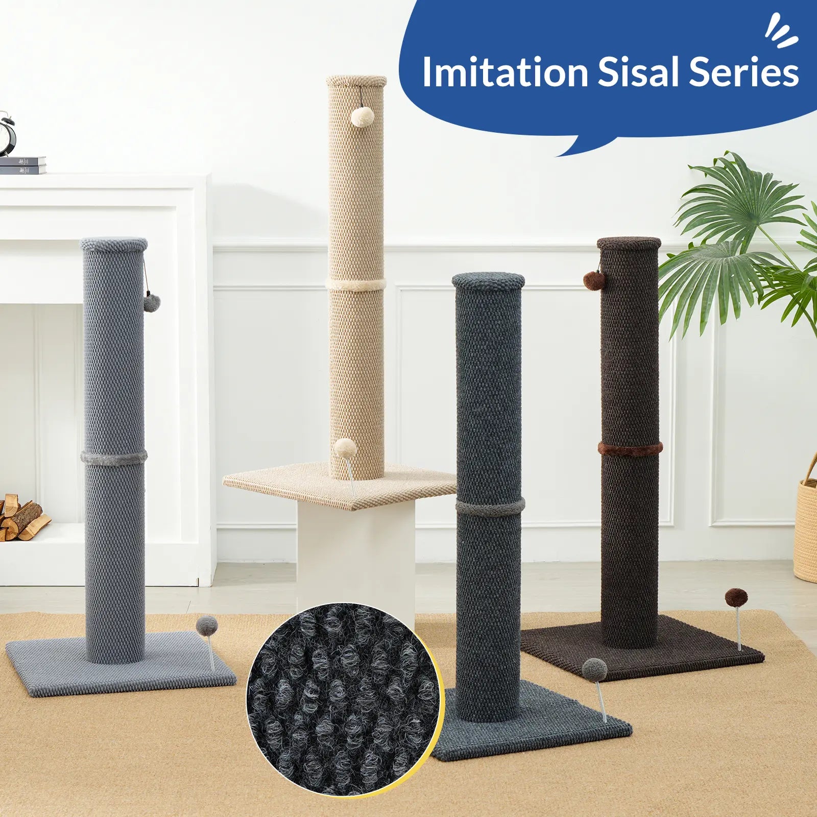 MADE 4 PETS Tall Cat Scratching Post for Indoor Cats Gray Large Scratching Post with Replaceable Toys & Sturdy Base 41-Inch High Space-Saving Design Imitation Sisal Solid Construction Vertical Scratcher #Summervibes #Petlovers