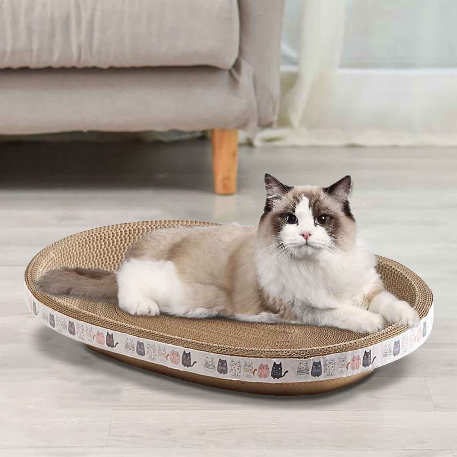 SRSTRAT Cat Scratching Pad with Lounge & Scratcher Corrugated Cardboard