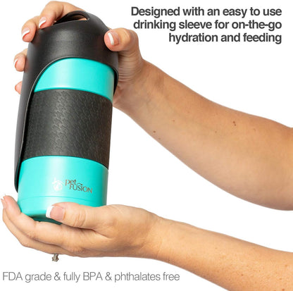 Portable Dog Water Bottle & Dispenser (New-Large 22Oz Dispenser) Insulated 2 Wall Stainless Steel- Optimal Cool Water Temp - Dog Travel Bottle
