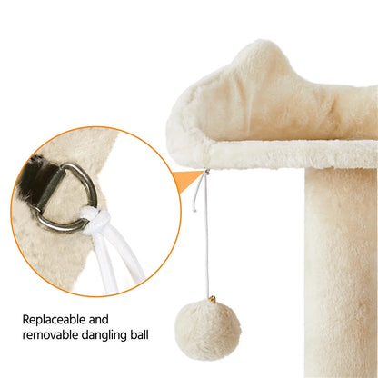 70" H Double Condo Cat Tree with Scratching Post Tower, Cream