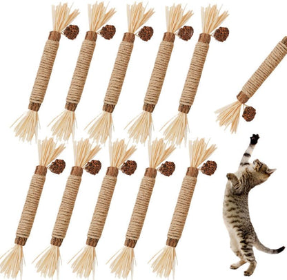 Cat Toys 10Pack Silvervine Chew Stick Kitten Treat Catnip Matatabi Toy Kitty Natural Stuff Catnip for Cleaning Teeth Indoor Dental Snack Interactive