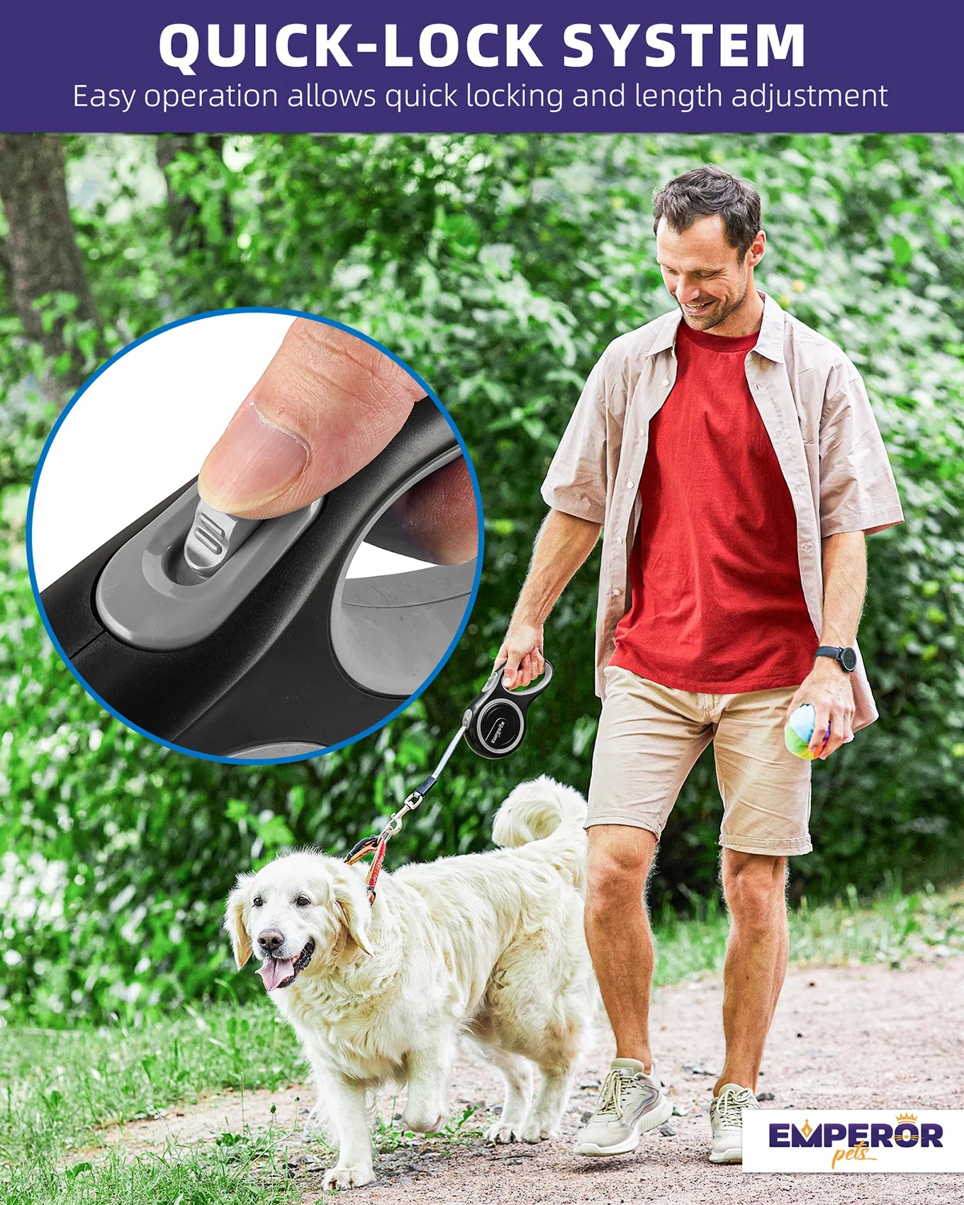 16 Ft Heavy-Duty Retractable Dog Leash for Large Dogs up to 110 lbs - Gray