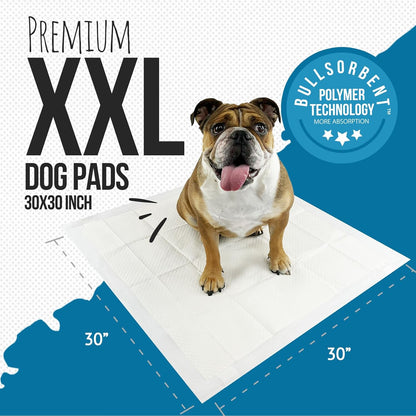 Puppy Pee Pads XXL with Adhesive Sticky Tape - Extra Large Dog Training Wee Pads (30X30) 6 Layers with Extra Quick Dry Bullsorbent Polymer Tech (30-Count, White)