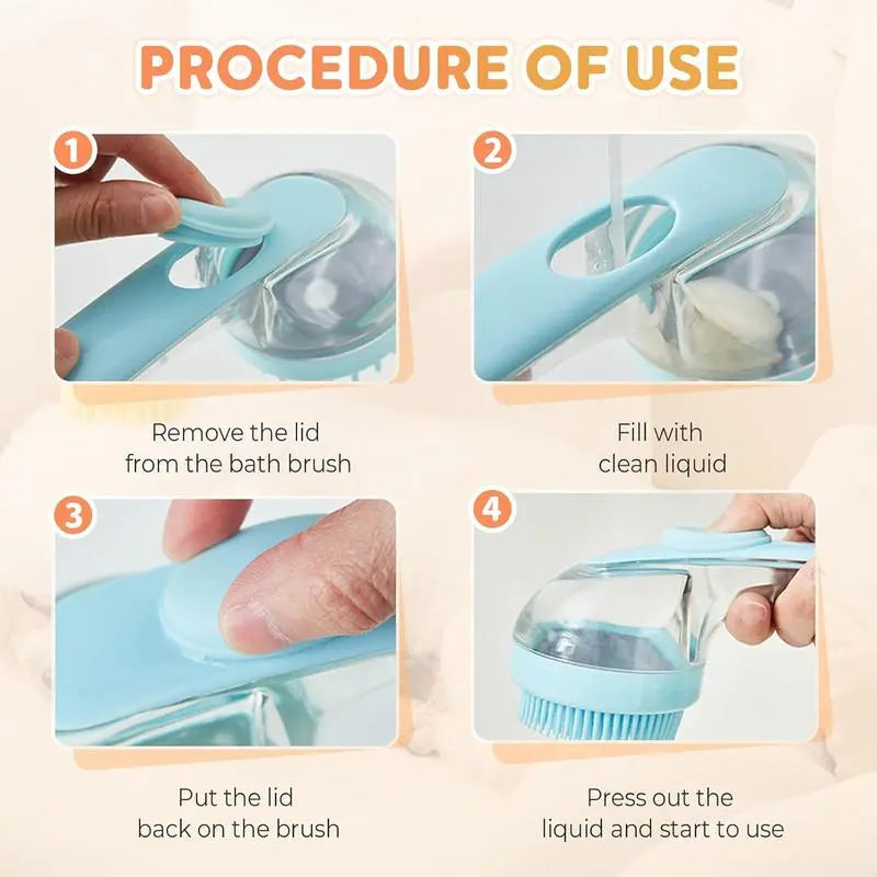 2 in 1 Pet Bath and Grooming Brush Is a Pet Toolwith Built in Shampoo Dispenser for Easy Bathing a Softmassage Tool for Long or Short Haired Dogs and Cats Idealfor Shower Grooming Supplies