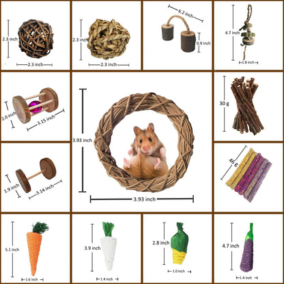 13Pcs Guinea Pigs Toys, Bunny Toys for Rabbits Indoor,For Pet Rabbits, Guinea Pigs, and Chinchillas