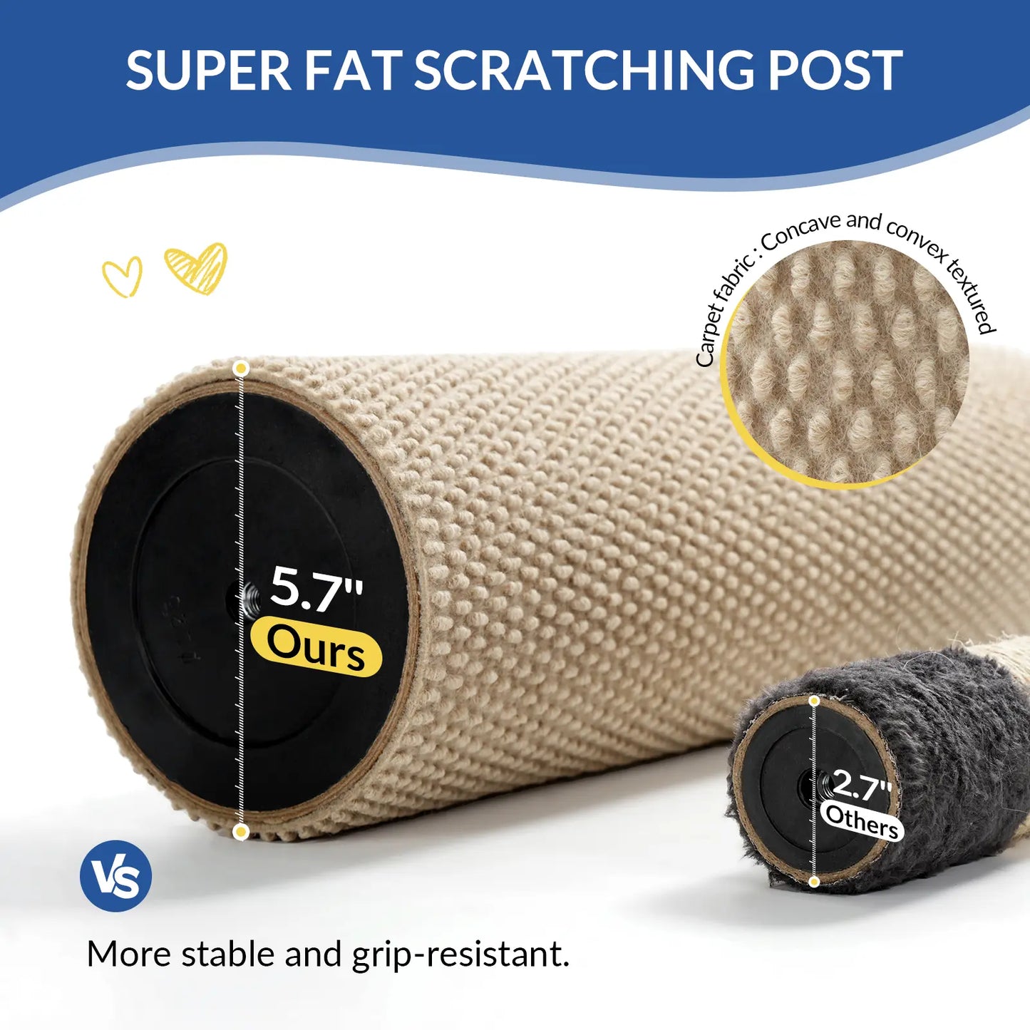MADE 4 PETS Tall Cat Scratching Post for Indoor Cats Gray Large Scratching Post with Replaceable Toys & Sturdy Base 41-Inch High Space-Saving Design Imitation Sisal Solid Construction Vertical Scratcher #Summervibes #Petlovers